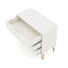 Manhattan Comfort Rockefeller 35.24" Mid-Century Modern 3-Drawer Dresser 2-Piece Set - White-Perfect for Storage or Display Items. Anti Tip Kit Included.