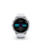 Garmin fēnix 8 - AMOLED Outdoor Recreation/Adventure Watches - 43 mm - Silver with Whitestone Silicone Band-Off-grid voice command feature lets you access select watch controls even without a smartphone connection