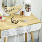 HOMCOM Vanity Desk with Mirror - 27.6" L x 15.4" W x 50.4" H - Oak/White-A good gift to spoil yourself or surprise your sweet lady