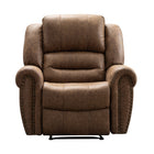 Ebello Chemika 40.9" W Classic Super Soft Padding And Oversize Manual Recliner With Rivets-brown-Solid and engineered wood frame provides a sturdy foundation