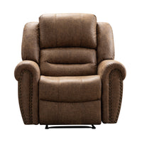 Ebello Chemika 40.9" W Classic Super Soft Padding And Oversize Manual Recliner With Rivets-brown-Solid and engineered wood frame provides a sturdy foundation