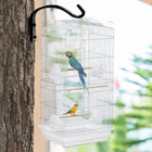 PawHut 36" H Bird Cage with 2 Doors and 4 Feeders - White-Includes three wooden perches, a swing, and four plastic cups for food and water 