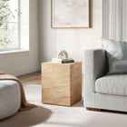 Modway Jordana Square Plinth Indoor/Outdoor Patio Concrete Side Table - Travertine-Faux Stone Finish