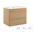 Modway Render 24" Wall-Mount Bathroom Vanity - Oak/White-Wall-Mount Design
