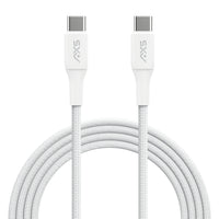 AXS PROCharge Premium USB-C to USB-C Braided Cable - White/Grey-Made from recycled materials