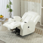 HOMCOM 8-Point Massage Recliner for Living Room - Cream White-PU leather is easy to clean, while the steel frame is robust
