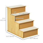 PawHut - Escalier pour animaux de compagnie pour lit haut - 15,7 po L x 23,2 po l x 21,3 po H - bois naturel-L'escalier pour animaux à 4 marches avec des tons neutres s'accorde parfaitement avec vos meubles existants 
