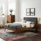 Modway Bridgette Wood Queen Platform Bed with Splayed Legs - Walnut Charcoal-Rubberwood Legs