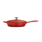 Tramontina 10" Enameled Cast Iron Series 1000 Covered Skillet - Gradated Red-Equipped with helper handle & 2 pouring lips