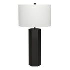 Hudson&Canal Warren 27.25" Tall Table Lamp with Fabric Shade - Blackened Bronze/White-Contemporary design for your living room, office space or bedroom