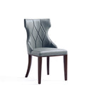 Manhattan Comfort Reine 19.7" Traditional Faux Leather Upholstered Dining Chair - Pebble Grey - Set of 4-Elegant Diamond Stitching