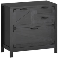 HOMCOM 4 Drawer File Cabinet with Quiet Slides - Black Wood Grain-Four drawers with varied sizes keep files and office supplies neatly organized