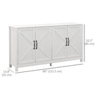 HOMCOM 60" L Farmhouse Kitchen Storage Cabinet - White-Low formaldehyde emissions from P2-grade particle board