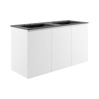 Modway Bryn 48" Wall-Mount Double Sink Bathroom Vanity - White/Black-Modern Bathroom Vanity