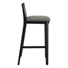 Modway Monarch Wood and Rattan Bar Stool - Black Black Gray-Non-Marking Floor Glides