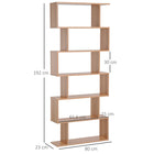 HOMCOM 6-Tier Geometric Wooden Bookcase - Natural Wood-Anti-tip design with 2 expansion screws for mounting to the wall 