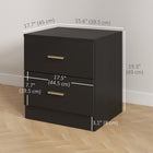 HOMCOM Bedside Table with 2 Drawers - Black-The structure of the particleboard is durable
