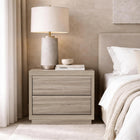 Manhattan Comfort Navis 26" Contemporary 2-Drawer Nightstand - Natural Oak-Two spacious drawers provide convenient storage for bedside essentials