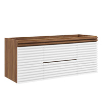 Modway Render 48" Single Sink Compatible Bathroom Vanity Cabinet - White/Walnut-Mid-Century Modern Vanity