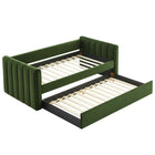 Modway Veyla Channel Tufted Performance Velvet Twin Daybed with Trundle - Moss Green-Weight Capacity: 300 lb