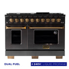 Kucht 48" KED Series Pro Style Propane Ready Dual Fuel Range - Gemstone-Professional class range features 2-20000 BTU dual burners with simmer, 2-12000 BTU burners, 2-9000 BTU burners and 2-6000 BTU burners