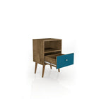 Manhattan Comfort Liberty 1.0 Nightstand, Rustic Brown/Aqua (203AMC93)-Perfect for Storage or Display items.
