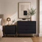 Manhattan Comfort Avira 35" Mid-Century Modern 3-Drawer Dresser - Black-30 Day Limited Manufacturer's Warranty