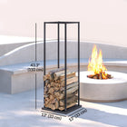 Outsunny Firewood Rack Outdoor - Heavy Duty Log Holder-Its minimalist matte black design elevates your space with a modern aesthetic