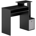 HOMCOM 39.25" Computer Desk with Sliding Keyboard Tray - Black-Particle board structure with smooth and protective melamine coating