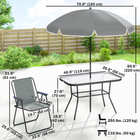 Outsunny 8 Pieces Patio Table and Chairs Set with Umbrella for Garden - Grey-A lock mechanism enhances the security after unfolding