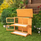PawHut 2-Tier Wooden Rabbit Hutch with 2 Rooms - Yellow-Simple and quick assembly is required 
