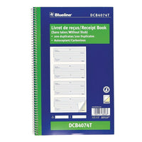 Blueline Receipt Book, Bilingual, 200 Duplicates, 10 - 5/8" x 6 - 5/8"-Spiral binding with flexible cover