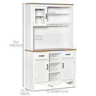 HOMCOM 71" H Kitchen Buffet Hutch Cabinet with Utility Drawer and 3 Door Units - White-Cabinets with adjustable shelves to create more flexible storage space 
