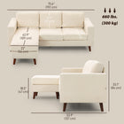 HOMCOM L-Shaped Sectional Sofa with Chaise Lounge - Cream White-Compact size suits apartments and smaller living rooms perfectly