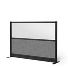 Luxor Modular Wall - 70" W x 48" H - Wide Black Frame, Frosted Acrylic, Cool Grey PET-Creates semi permanent privacy in shared spaces