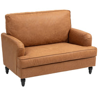 HOMCOM 45" Accent Chair with Wide Seat for Living Room - Brown-Breathable leathaire fabric and thick sponge offer comfort and support 
