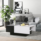 HOMCOM Modern Rectangle Coffee Table with Hidden Storage Trunk Slide Top - Black and White-Black and white finished center table easily blends with any home decoration