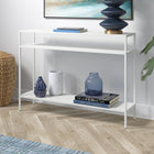 Hudson&Canal Ricardo 42"W Console Table with Metal Shelves - Matte White-Handcrafted finish is applied to the steel frame