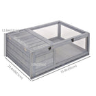 PawHut 13" H Wood Tortoise House - Grey-The two zones are divided and provide different needs 