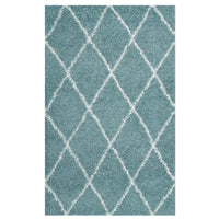 Modway Toryn Diamond Lattice Shag Area Rug - 5 ft W x 8 ft L - Aqua Blue/Ivory-Diamond Trellis Shag Area Rug