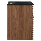 Modway Render 18" Wall-Mount Bathroom Vanity - Walnut/Black-Full-Extension Drawer