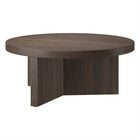 Hudson&Canal Holm 36"W Round Coffee Table - Alder Brown-Tabletop features a weight capacity of 60 lbs