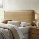 Modway Camille Checkered Linen Blend Full Size Headboard - Hemp Windowpane Check-Padded Pillow Design