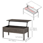 HOMCOM 39" Modern Lift Top Coffee Table with Hidden Storage Compartment - Light Grey-Rectangle design creates a unique, cutting edge look