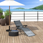 Outsunny Folding Lounge Chair with Cushion - Adjustable Back - Grey-Breathable oxford fabric is quick-drying, and stays cool in summer