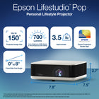 Epson Lifestudio Pop Full HD Personal Lifestyle Projector with Sound by Bose Technology – White-Compact and Versatile- A sleek, compact and modern design lets you easily project almost anywhere with ease and style