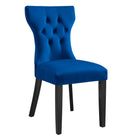 Modway Silhouette Performance Velvet Dining Chairs - Navy - 2 Pack-Classic Button Tufting