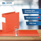 Davis Group Premium Economy Binder - Round Ring - 3" - Orange - 6 Pack-Ideal for Conferences, Reference, Colleges & Universities