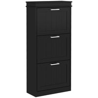 HOMCOM Narrow Shoe Cabinet with Flip Drawers & Adjustable Shelf - Black-Modern shoe cabinet matches the home furniture of most styles