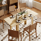 HOMCOM 55"-71" Rectangular Modern Extendable Dining Table for 6-8 - Natural Wood-Modern wood-grain finish blends seamlessly with any home decor style